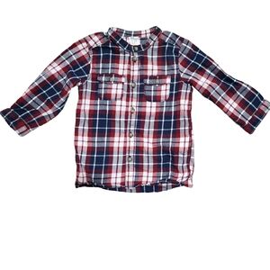 3/$15 H&M Flannel Plaid Button-down Long Sleeve Shirt - 12-18 mos.